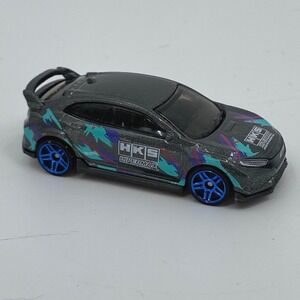 Hot Wheels 2018 Honda Civic Type R HKS Hipermax Gray JDM Diecast FYB72